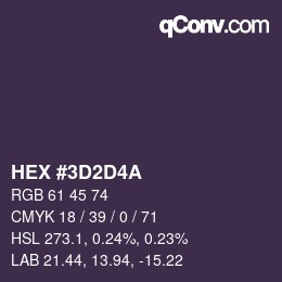 Color code: HEX #3D2D4A | qconv.com