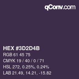 Color code: HEX #3D2D4B | qconv.com