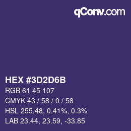 Color code: HEX #3D2D6B | qconv.com