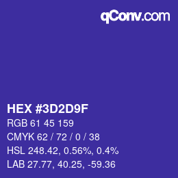 Color code: HEX #3D2D9F | qconv.com
