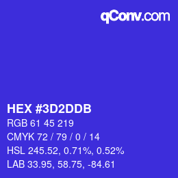 Color code: HEX #3D2DDB | qconv.com
