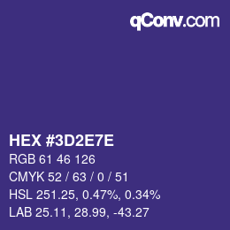 Color code: HEX #3D2E7E | qconv.com