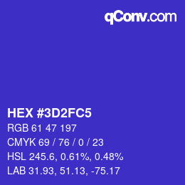 Color code: HEX #3D2FC5 | qconv.com