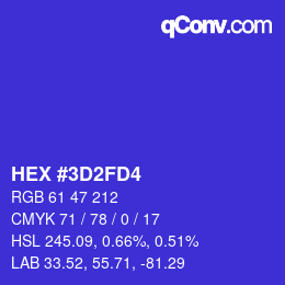 Color code: HEX #3D2FD4 | qconv.com