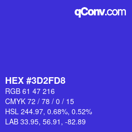 Color code: HEX #3D2FD8 | qconv.com