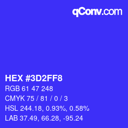 Color code: HEX #3D2FF8 | qconv.com