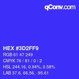 Color code: HEX #3D2FF9 | qconv.com