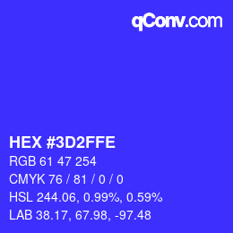 Color code: HEX #3D2FFE | qconv.com