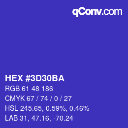 Color code: HEX #3D30BA | qconv.com