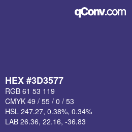 カラーコード: HEX #3D3577 | qconv.com