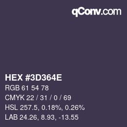 Color code: HEX #3D364E | qconv.com