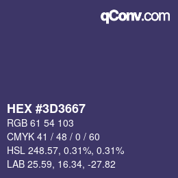 カラーコード: HEX #3D3667 | qconv.com