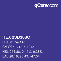 Color code: HEX #3D368C | qconv.com