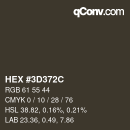 Color code: HEX #3D372C | qconv.com