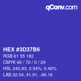 Color code: HEX #3D37B6 | qconv.com