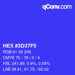 Color code: HEX #3D37F5 | qconv.com