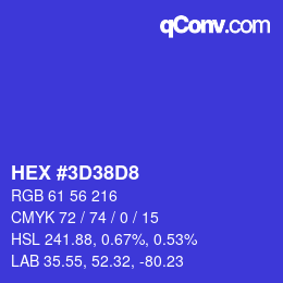 Color code: HEX #3D38D8 | qconv.com