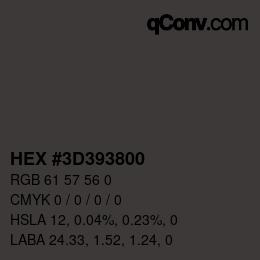 Color code: HEX #3D393800 | qconv.com