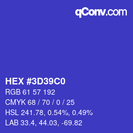 Color code: HEX #3D39C0 | qconv.com