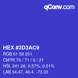 Color code: HEX #3D3AC9 | qconv.com