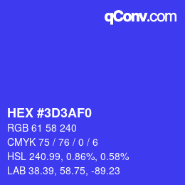 Color code: HEX #3D3AF0 | qconv.com