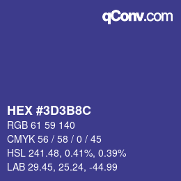 Color code: HEX #3D3B8C | qconv.com