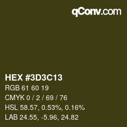 Color code: HEX #3D3C13 | qconv.com