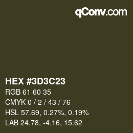 Color code: HEX #3D3C23 | qconv.com