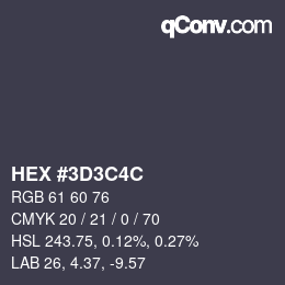 カラーコード: HEX #3D3C4C | qconv.com