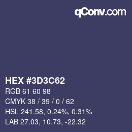 Color code: HEX #3D3C62 | qconv.com