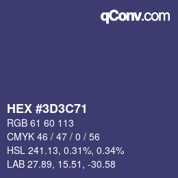 Color code: HEX #3D3C71 | qconv.com