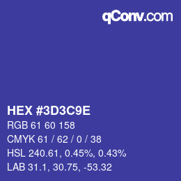 Color code: HEX #3D3C9E | qconv.com