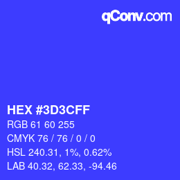 Color code: HEX #3D3CFF | qconv.com