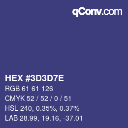 Color code: HEX #3D3D7E | qconv.com