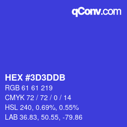 Color code: HEX #3D3DDB | qconv.com