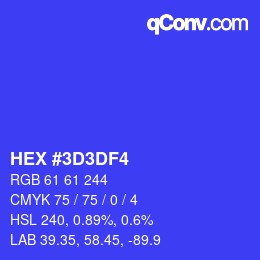 Color code: HEX #3D3DF4 | qconv.com