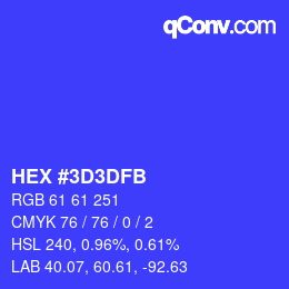 颜色代码: HEX #3D3DFB | qconv.com