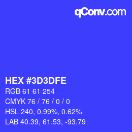 Color code: HEX #3D3DFE | qconv.com
