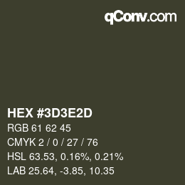 颜色代码: HEX #3D3E2D | qconv.com