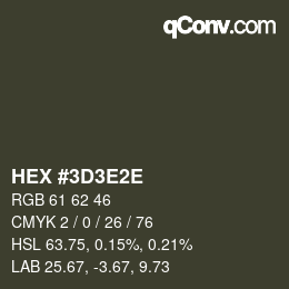 Color code: HEX #3D3E2E | qconv.com