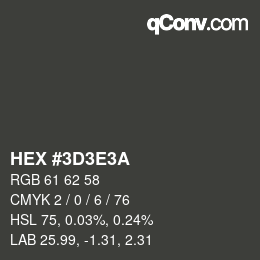 Farbcode: HEX #3D3E3A | qconv.com