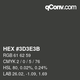 Color code: HEX #3D3E3B | qconv.com