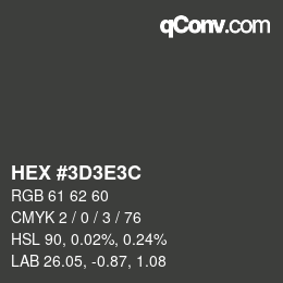 Código de color: HEX #3D3E3C | qconv.com