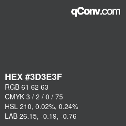 カラーコード: HEX #3D3E3F | qconv.com