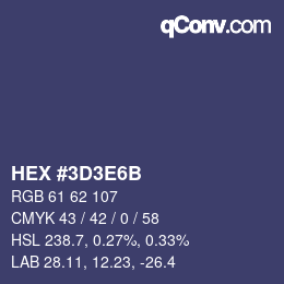 Farbcode: HEX #3D3E6B | qconv.com