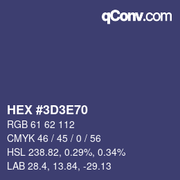 Color code: HEX #3D3E70 | qconv.com