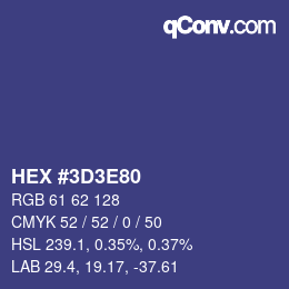 Color code: HEX #3D3E80 | qconv.com