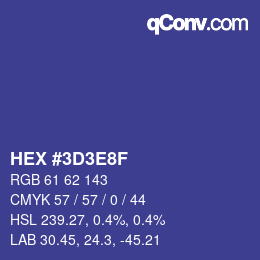 Color code: HEX #3D3E8F | qconv.com