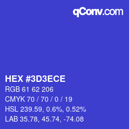 Farbcode: HEX #3D3ECE | qconv.com