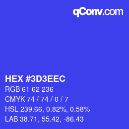 Color code: HEX #3D3EEC | qconv.com
